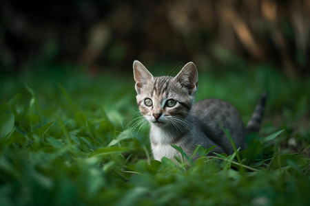 草丛中的小猫咪图片