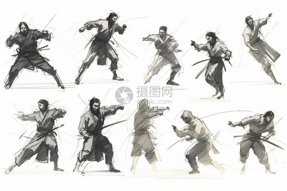 格斗中的武士图片