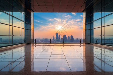 摩天大楼的日落图片