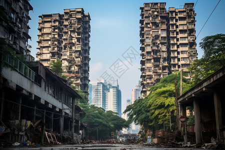 被遗弃住宅大楼高清图片