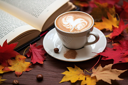 秋天里的咖啡礼物背景图片