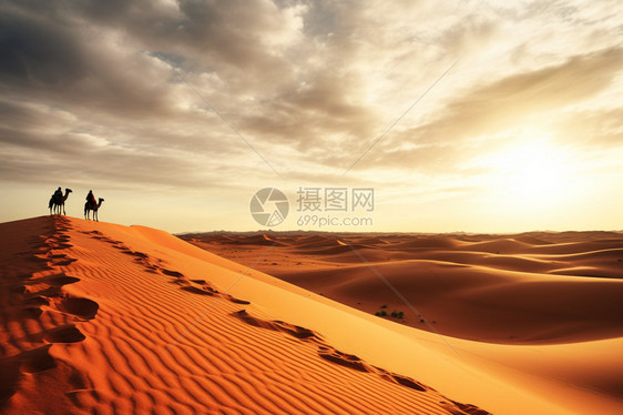 在沙漠中旅行冒险图片