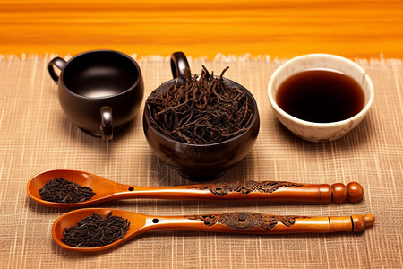 红茶和茶具背景图片