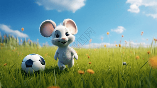 踢球的老鼠背景图片
