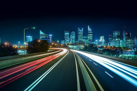 夜晚的城市高速公路图片