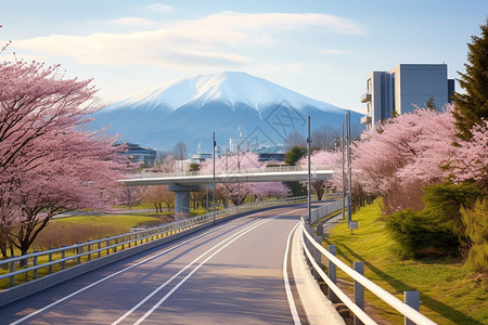 北海道樱花夏季北海道城市景观背景