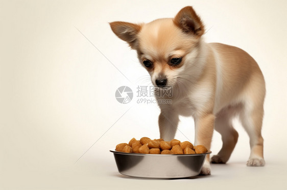 小狗吃狗粮图片