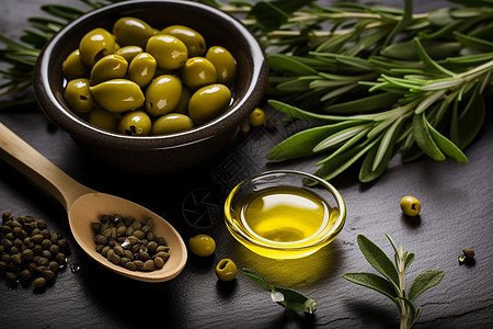 绿色营养的调味橄榄油图片