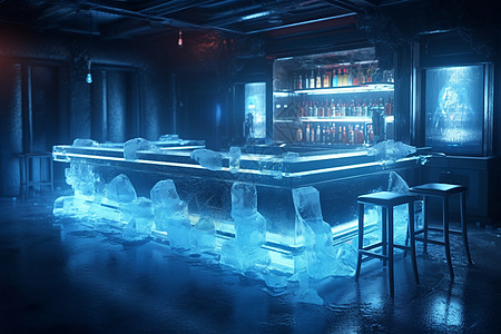 蓝色冰雕酒吧图片