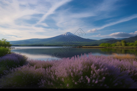 紫色的薰衣草花海背景图片