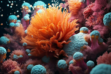 海洋水下珊瑚特写图片