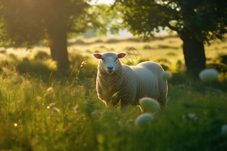 与自然和谐共处的绵羊图片