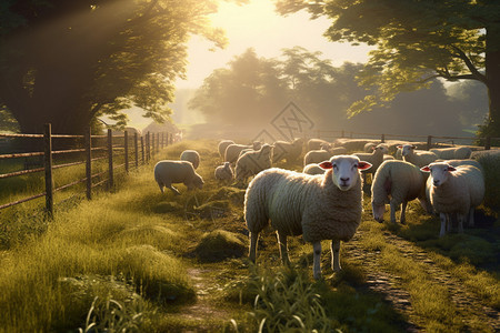 牧羊场的羊群特写图片