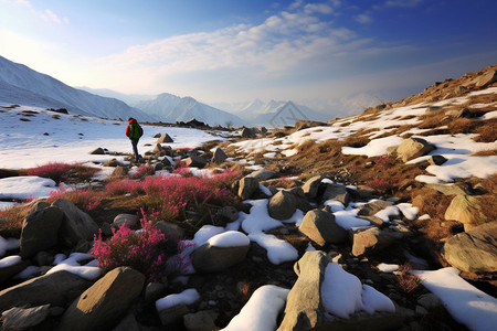 贺兰山铺满岩石的郊外背景