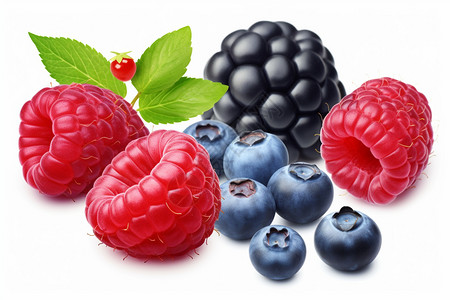樱桃蓝莓新鲜美味的莓果设计图片