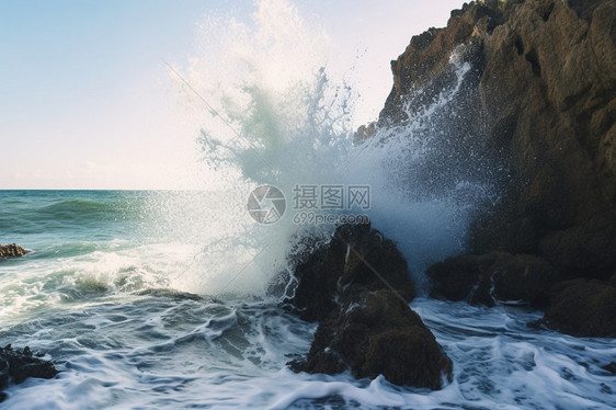 海边汹涌的海浪图片