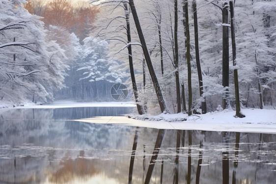 宁静的冬季山林风景图片