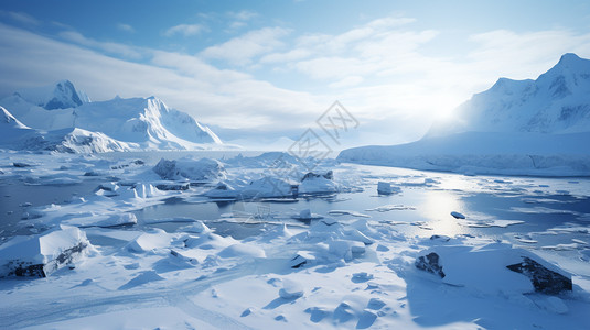 小雪美丽的南极雪景背景