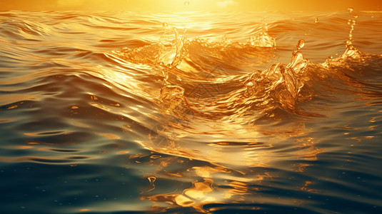 波光粼粼电影质感的金色水波设计图片