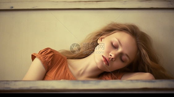 侧身睡觉的少女图片
