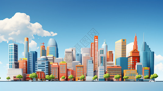 3D智能城市插画图片
