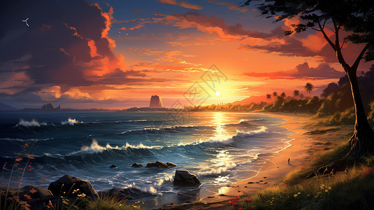日落海边风景图片