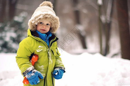 冬天公园的雪景背景图片