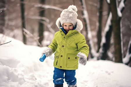 雪中玩耍的小孩背景图片