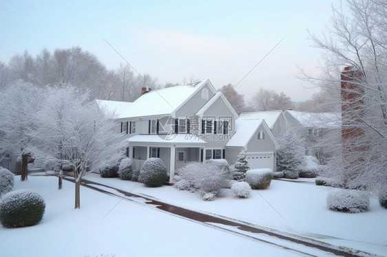 寒冷的冬天房屋图片