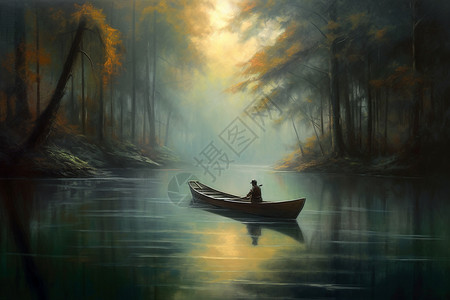游船在宁静的湖面上图片