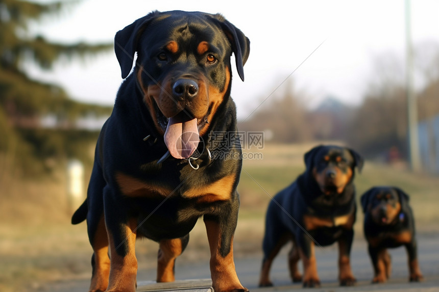 三只黑色的狗图片