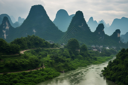 满眼绿色的风景图片