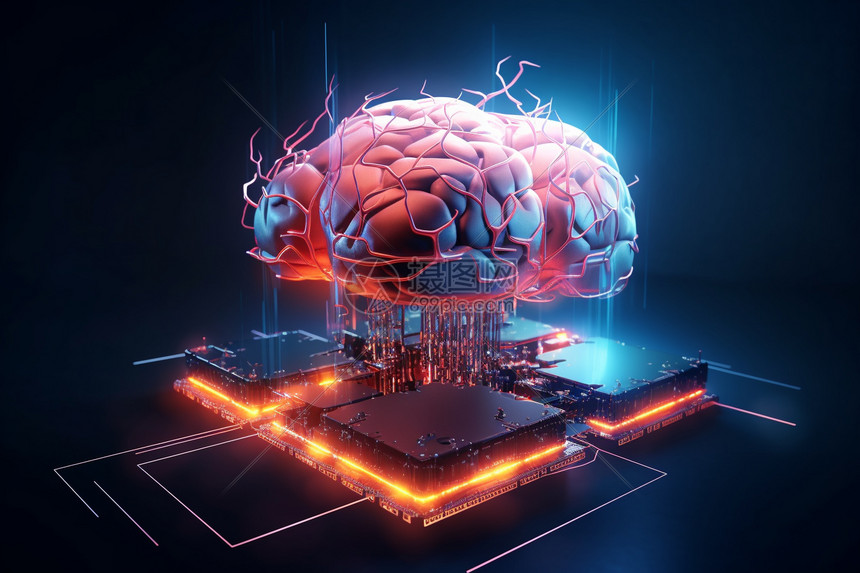 大脑芯片科技背景图片