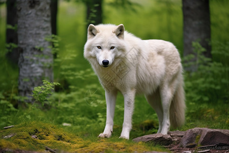野生的凶猛白狼图片