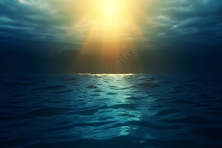 深海海面上的阳光图片