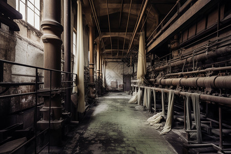 废弃的工业纺织加工厂图片