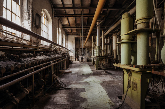 城市中废弃的工业加工厂图片