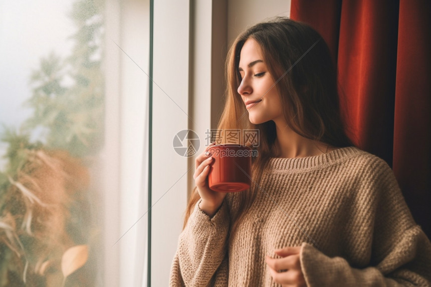 卧室里悠闲的女人图片