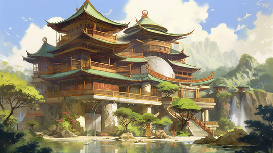 中国古代茶馆背景图片