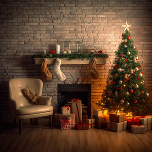 室内的圣诞树高清图片