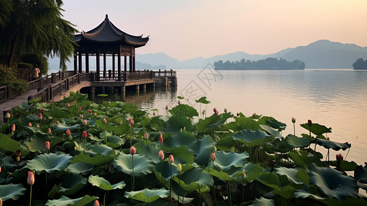 立夏海报夏天中盛开的荷花背景