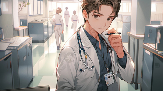 二次元动漫卡通医生人物背景图片