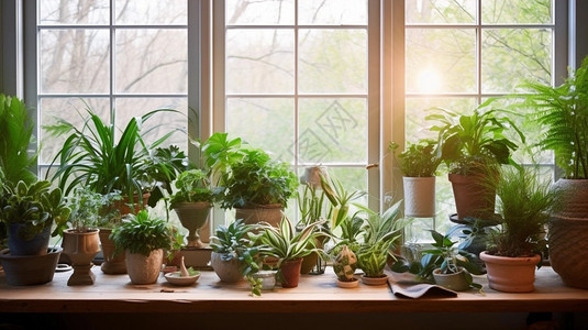 室内培育的绿色盆栽图片