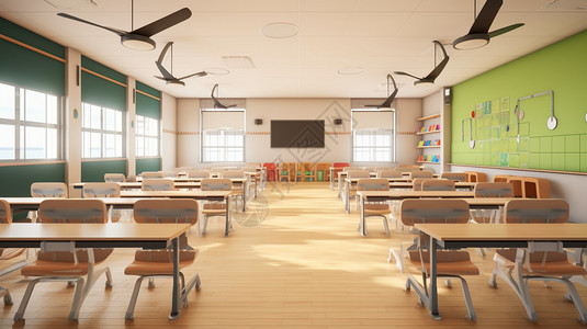 现代校园内的教室背景图片