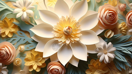 浅色花朵五颜六色的花朵艺术插图插画