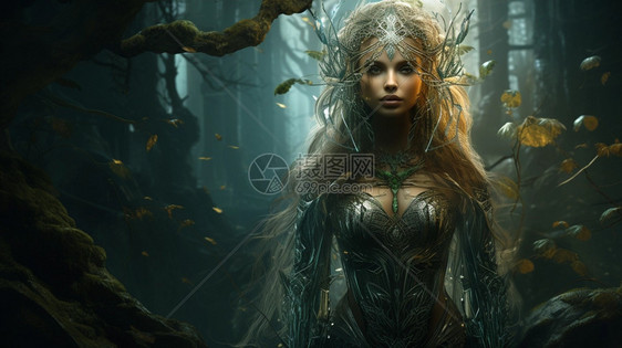 古老森林中的神秘女祭司图片