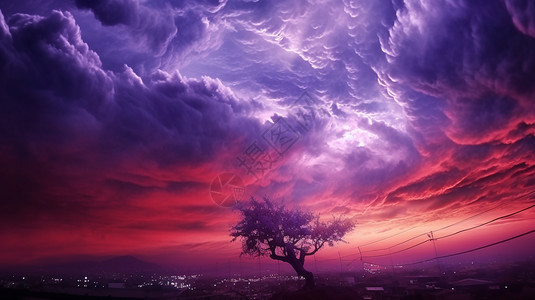 抽象紫色天空的景观背景图片