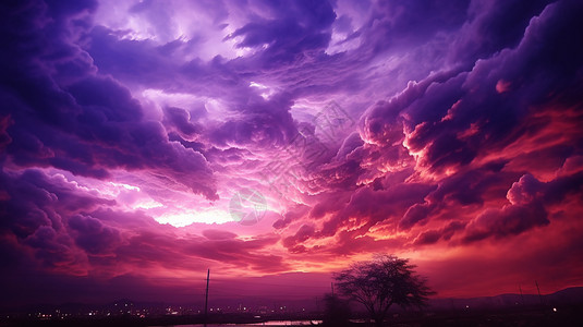 紫色天空的景观背景图片