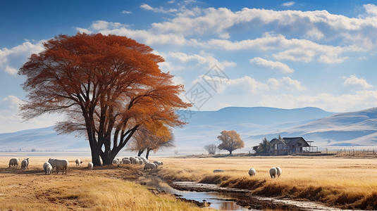 秋季牧场的艺术景观图片