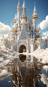 巴洛克白金色城堡插图背景图片